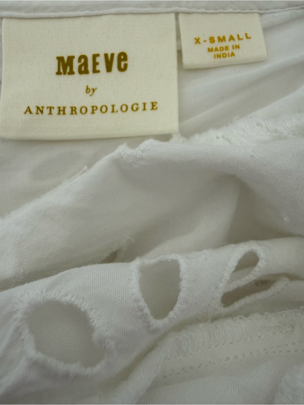Maeve Anthropologie Eyelet Wrap Midi Dress XS White Cotton Resort Vacation - Picture 12 of 16